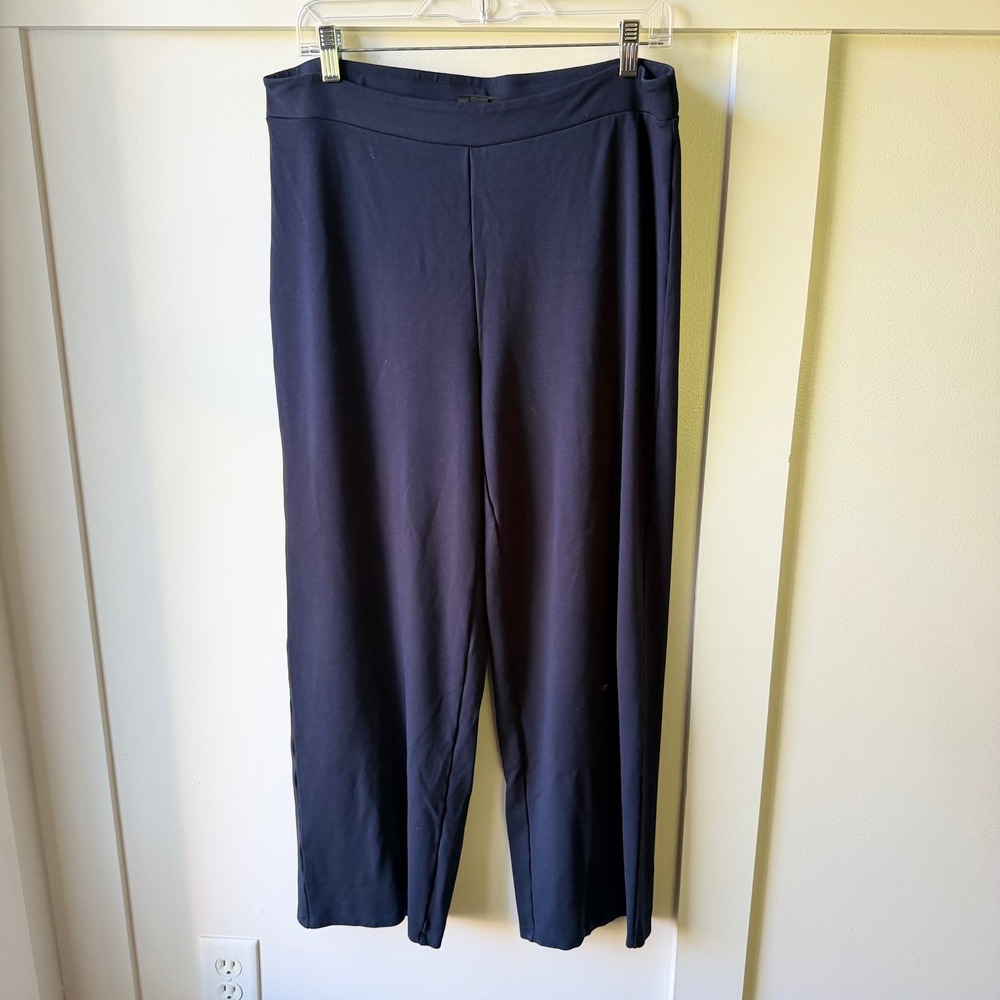 J. Jill Wearever Collection Pants Navy Blue Wide Leg Pull On Large Petite